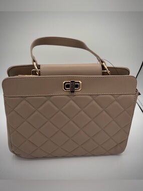 Badgley Mischka Studio Mini Diamond Quilted Tote Bag & Wallet Set - TAUPE